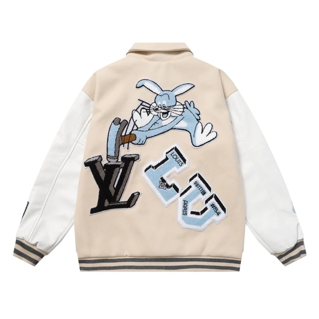 Louis Vuitton Leather Varsity Jacket White by Virgil Abloh