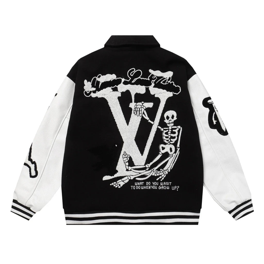 Louis Vuitton Varsity Leather Jacket Black & White