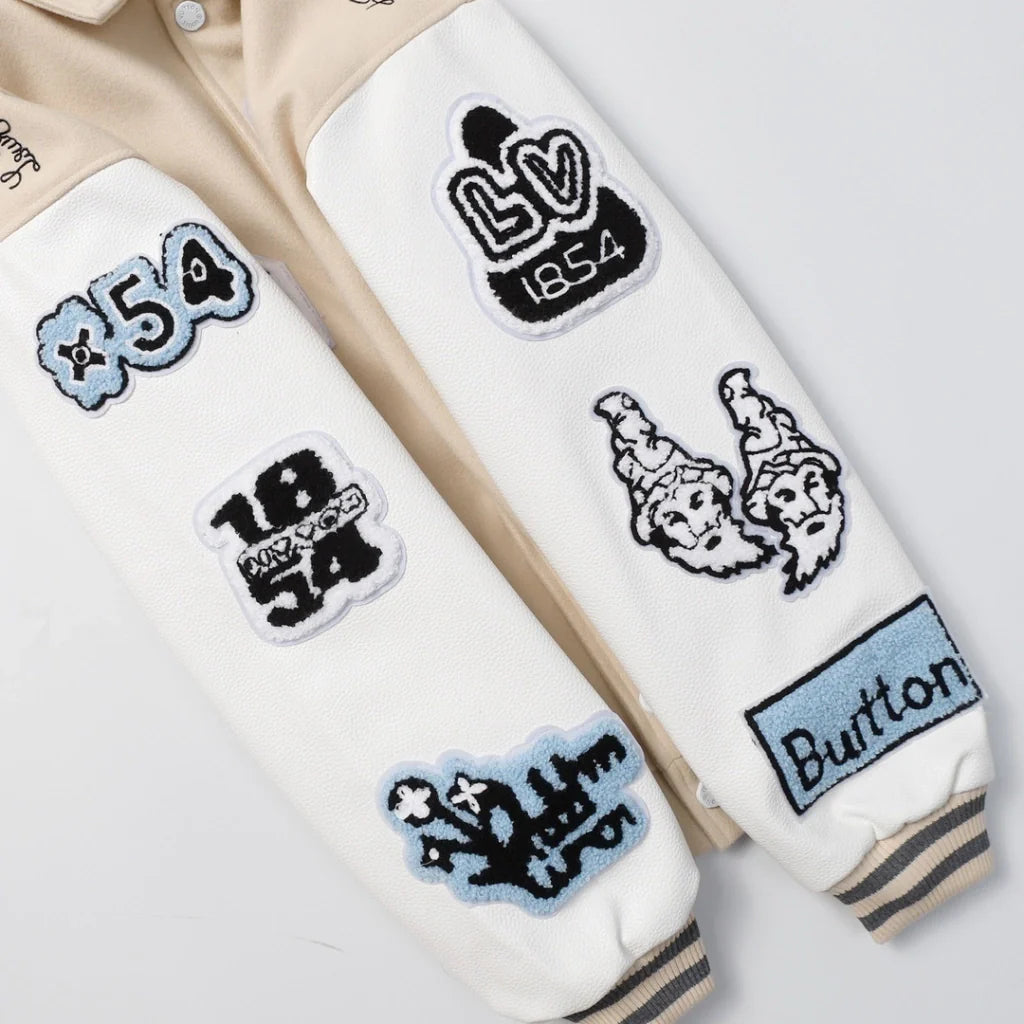 Louis Vuitton Leather Varsity Jacket White by Virgil Abloh