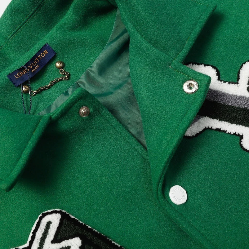 Louis Vuitton Varsity Leather Jacket Green