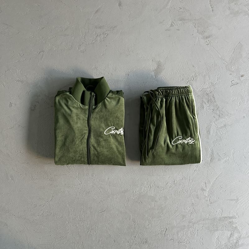 Corteiz Green Velour Set