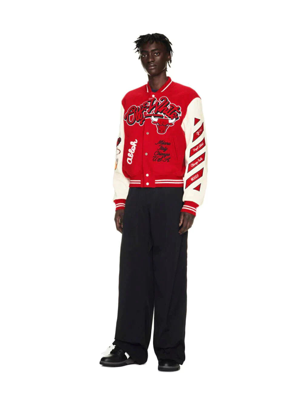 Off White c/o Chicago Bulls Red Varsity Jacket
