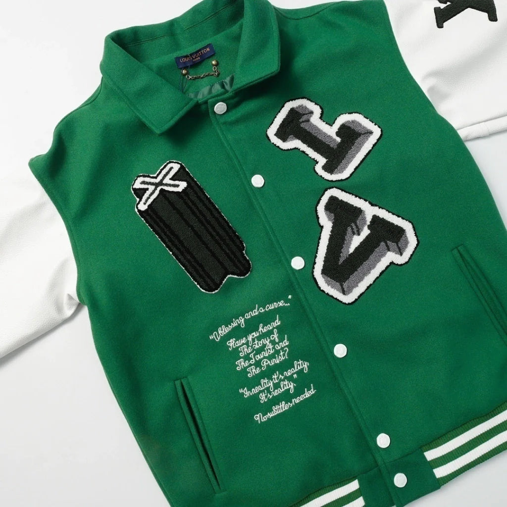 Louis Vuitton Varsity Leather Jacket Green