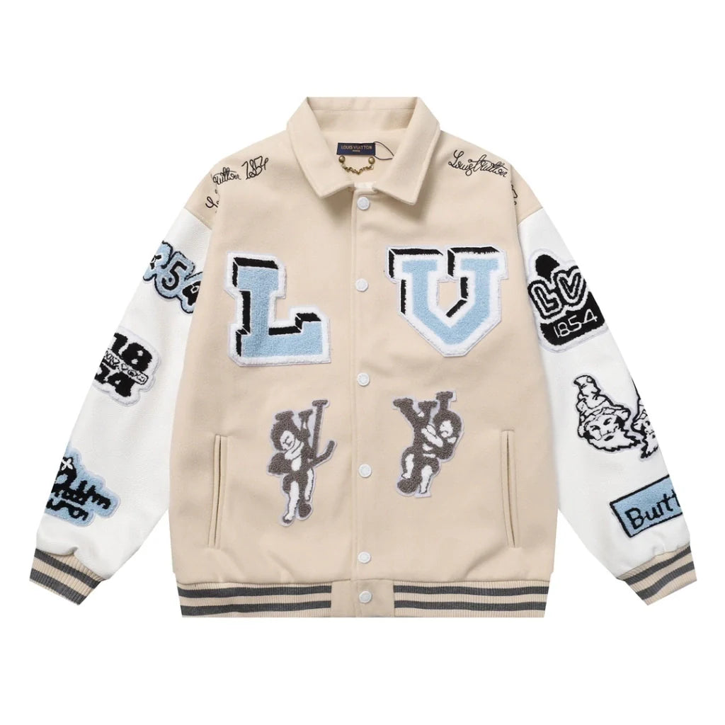 Louis Vuitton Leather Varsity Jacket White by Virgil Abloh
