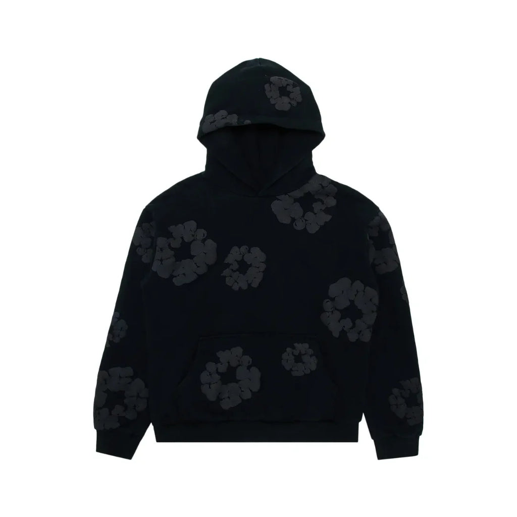 Denim Tears Cotton Wreath Hooded Sweatshirt "Black Monochrome"