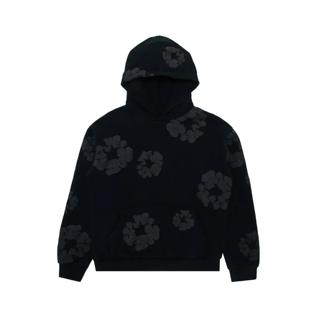Denim Tears Cotton Wreath Hooded Sweatshirt "Black Monochrome"