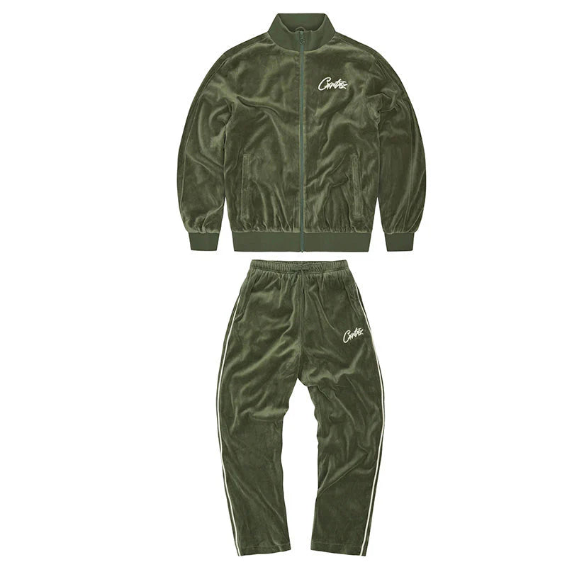 Corteiz Green Velour Set