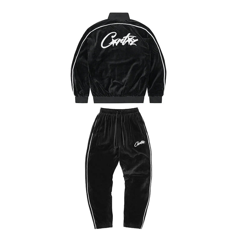 Corteiz Black Velour Set