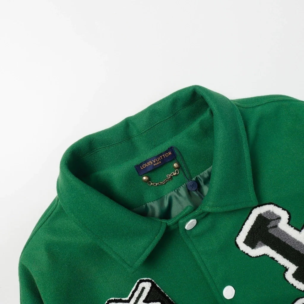Louis Vuitton Varsity Leather Jacket Green