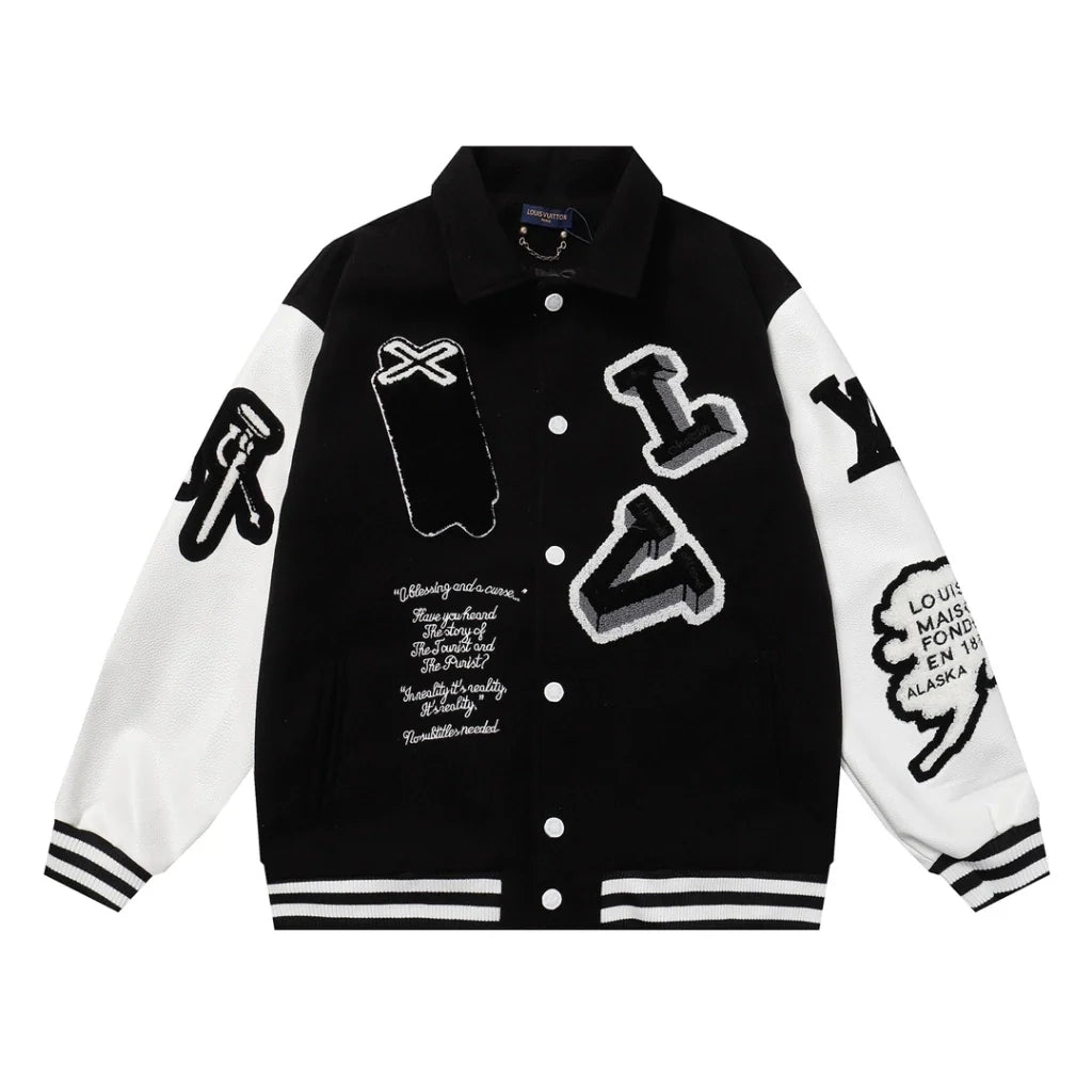 Louis Vuitton Varsity Leather Jacket Black & White