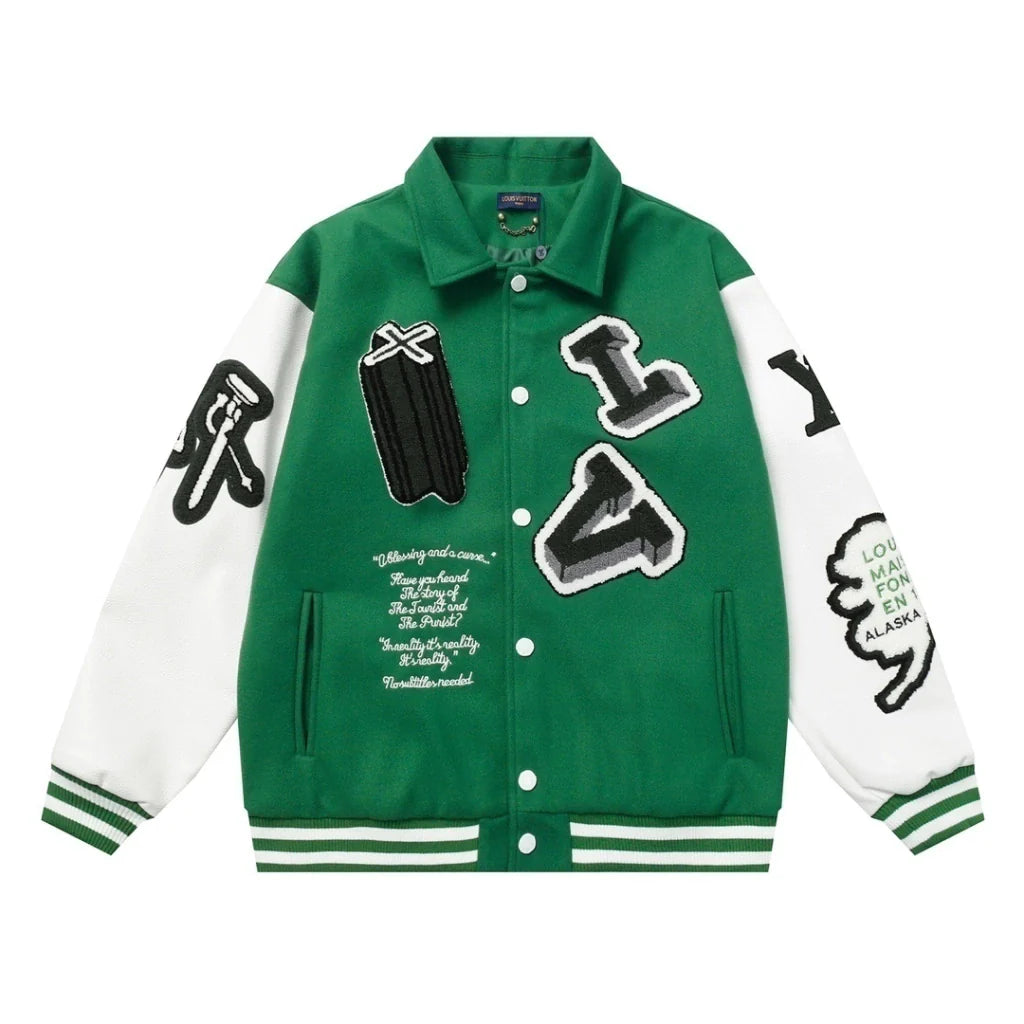 Louis Vuitton Varsity Leather Jacket Green